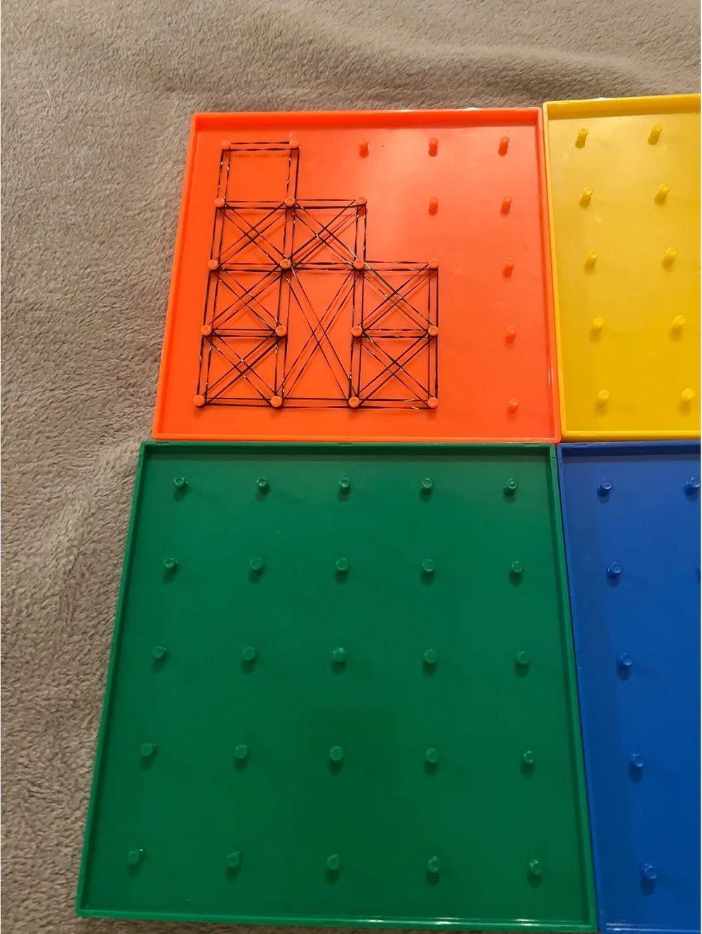 Set of 5 Colorful Plastic Geoboards for Educational Use